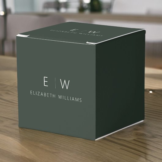 Dunkelgrüner moderner Minimalistischer Monogrammna Geschenkschachtel