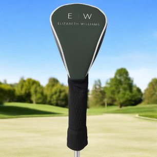Dunkelgrüner moderner Minimalistischer Monogrammna Golf Headcover