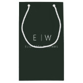 Dunkelgrüner moderner Minimalistischer Monogrammna Kleine Geschenktüte (Rückseite)