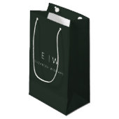 Dunkelgrüner moderner Minimalistischer Monogrammna Kleine Geschenktüte (Vorderseite Schrägansicht)
