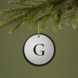 Dunkelgrüner Monogram-Golf-Ball Keramik Ornament