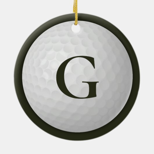Dunkelgrüner Monogram-Golf-Ball Keramik Ornament (Hinten)