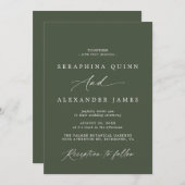 Dunkelgrüner Moos | Einfaches Skript für feierlich Einladung (Vorne/Hinten)