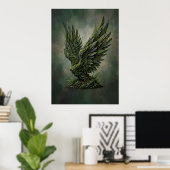 Dunkelgrüner Moosiger Adler Wald Fantasy Art Poste Poster (Heimbüro)
