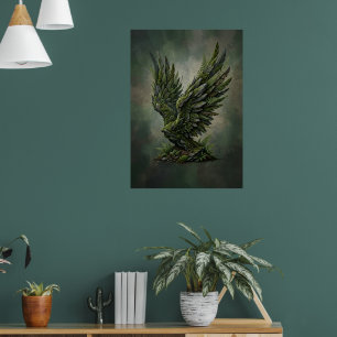 Dunkelgrüner Moosiger Adler Wald Fantasy Art Poste Poster