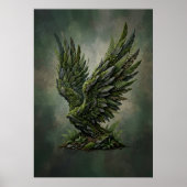 Dunkelgrüner Moosiger Adler Wald Fantasy Art Poste Poster (Vorne)