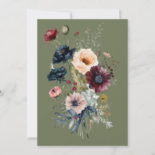 Dunkelgrüner Oval Blumenrahmen Bridal Brunch Einladung (Rückseite)