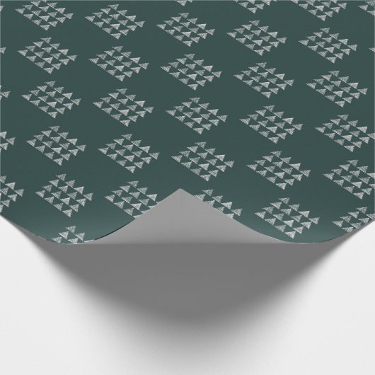 Dunkelgrüner Pine-Karo-Blockprint Geschenkpapier (Ecke)
