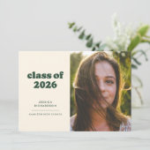 Dunkelgrüner Retro-Einfachheit Foto Abschluss Ankündigung (Stehend Vorderseite)