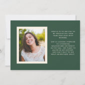 Dunkelgrüner Retro-Einfachheit Foto Abschluss Ankündigung (Rückseite)