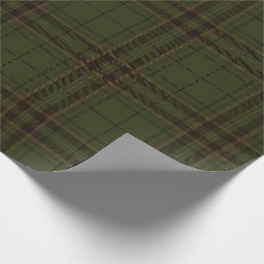 Dunkelgrüner Schwarzer Brauner Schottischer Tartan Geschenkpapier (Ecke)