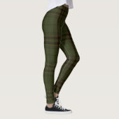 Dunkelgrüner Schwarzer Brauner Schottischer Tartan Leggings (Rechts)