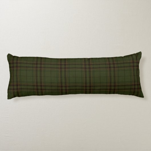 Dunkelgrüner Schwarzer Brauner Schottischer Tartan Seitenschläferkissen (Rückseite)