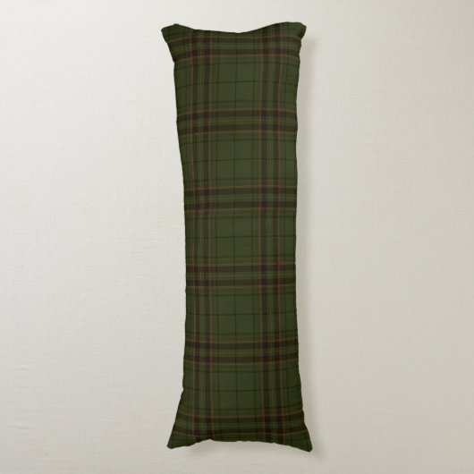 Dunkelgrüner Schwarzer Brauner Schottischer Tartan Seitenschläferkissen (Vorderseite Vertikal)