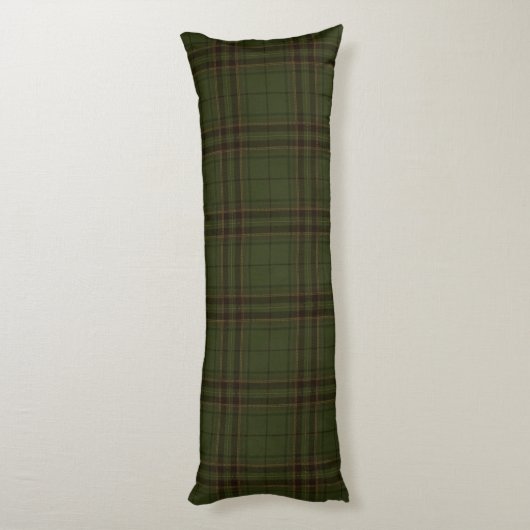 Dunkelgrüner Schwarzer Brauner Schottischer Tartan Seitenschläferkissen (Rückseite (Vertikal))