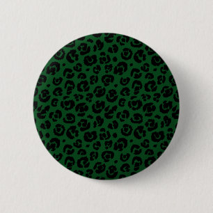 Dunkelgrüner schwarzer Leopardendruck Button