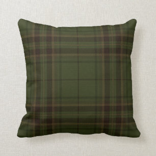Dunkelgrüner schwarzer Tartan-kariertes Kissen