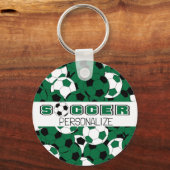 Dunkelgrüner, schwarzer und weißer Fußballball Spo Schlüsselanhänger (Rückseite)