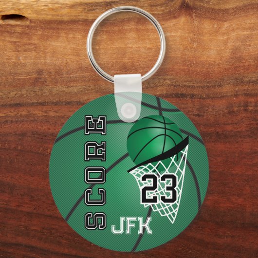 Dunkelgrüner Sport Basketball | DIY Text Schlüsselanhänger (Rückseite)