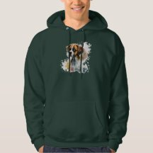 Dunkelgrüner T - Shirt niedlicher Hundedesign träg
