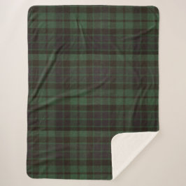 Dunkelgrüner Tartan Kariert Sherpadecke