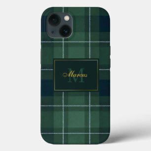 Dunkelgrüner Tartan-Polo-Karo-Vintage-Monogramm-Na Case-Mate iPhone Hülle