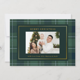 Dunkelgrüner Tartan-Polo-Karo-Weihnachten Feiertagskarte