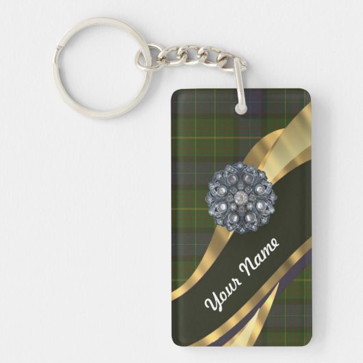 Dunkelgrüner Tartan Schlüsselanhänger (Vorderseite)