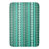 Dunkelgrüner türkisfarbener Gemusterter Streifen Badematte (Vorderseite Vertikal)