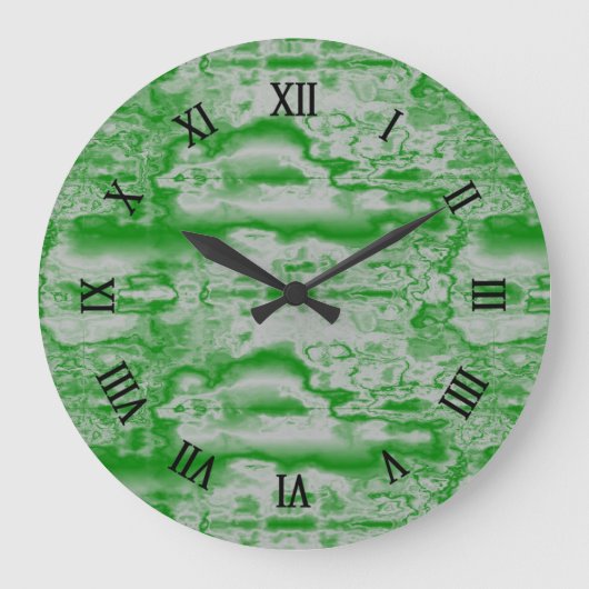 Dunkelgrüner und grauer Marmor Große Wanduhr (Vorderseite)