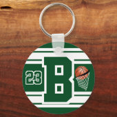 Dunkelgrüner und weißer Basketballbuchstabe und -z Schlüsselanhänger (Vorderseite)
