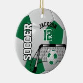 Dunkelgrüner und weißer Fußball Keramik Ornament (Rechts)