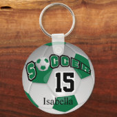 Dunkelgrüner und weißer Fußball Schlüsselanhänger (Vorderseite)