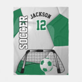 Dunkelgrüner und weißer Fußballball mit DIY-Text Fleecedecke (Vorderseite)