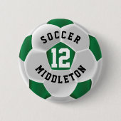 Dunkelgrüner und weißer Fußballsportball Button (Vorderseite)