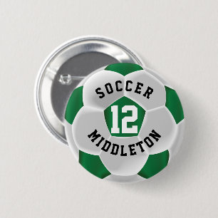 Dunkelgrüner und weißer Fußballsportball Button