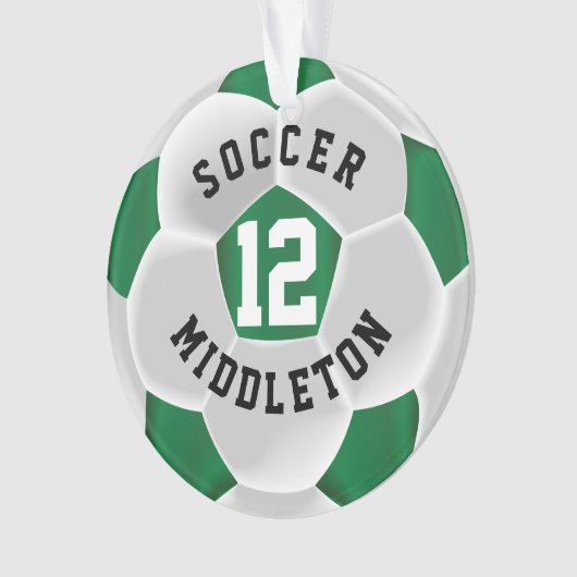 Dunkelgrüner und weißer Fußballsportball Ornament (Vorderseite)