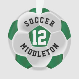 Dunkelgrüner und weißer Fußballsportball Ornament