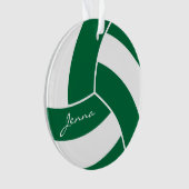 Dunkelgrüner und weißer Volleyball 4 | DIY Name Ornament (Vorderseite)
