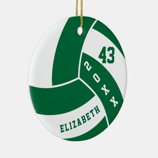 Dunkelgrüner und weißer Volleyball Keramik Ornament (Rechts)