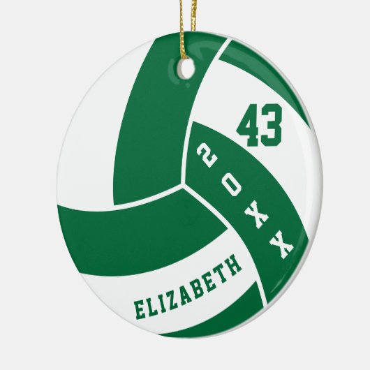 Dunkelgrüner und weißer Volleyball Keramik Ornament (Links)