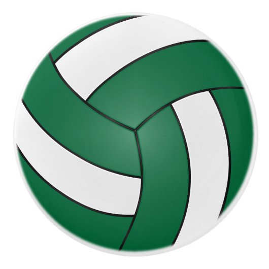 Dunkelgrüner und weißer Volleyball Keramikknauf (Vorderseite)