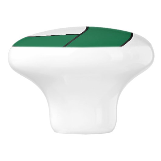 Dunkelgrüner und weißer Volleyball Keramikknauf (Seitenansicht)