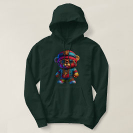 Dunkelgrüner Unisex-Kapuze mit Gangta-Teddy Hoodie