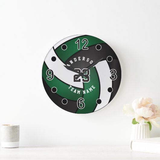 Dunkelgrüner Volleyballstil mit DIY Text Große Wanduhr (Zuhause)