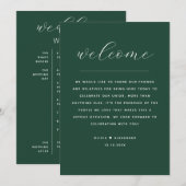 Dunkelgrüner Wald-Hochzeitswochenendplan Einladung (Vorne/Hinten)