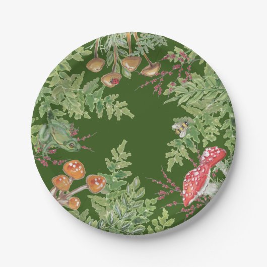 Dunkelgrüner Waldfrosch Bienenstaum Rustikal Pappteller (Vorderseite)