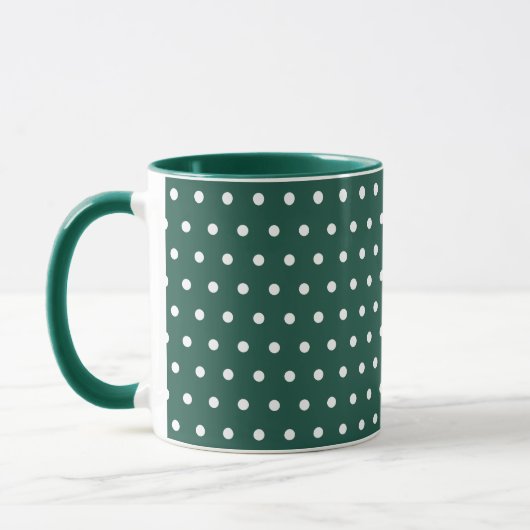 Dunkelgrüner weißer Polka Dots Clean einfache Mini Tasse (Links)