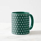 Dunkelgrüner weißer Polka Dots Clean einfache Mini Tasse (VorderseiteRechts)