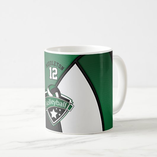 Dunkelgrüner, weißer und schwarzer kaffeetasse (VorderseiteRechts)